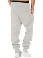 Men Athletic Pants, Elastic Waist Drawstring Trousers Fall Casual Pants with Pockets