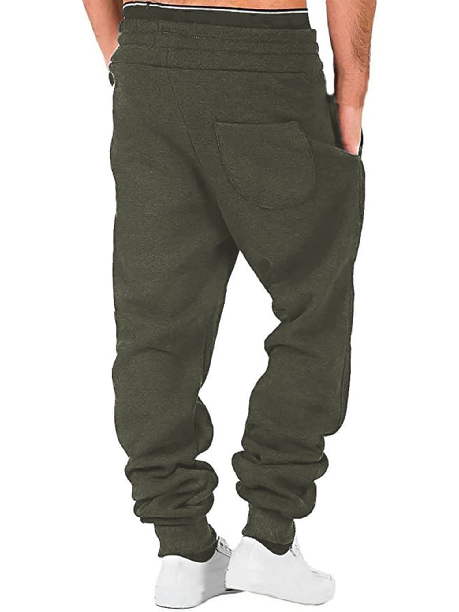 Men Athletic Pants, Elastic Waist Drawstring Trousers Fall Casual Pants with Pockets
