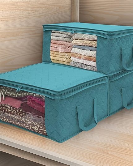 3-piece Tote Bag, Clothes Storage, Foldable Storage Bag, Used To Organize The Bedroom Wardrobe, with A Cover, Can Store Clothes Quilts, Convenient Sorting and Space-saving Design.