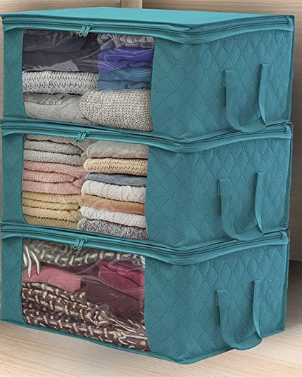 3-piece Tote Bag, Clothes Storage, Foldable Storage Bag, Used To Organize The Bedroom Wardrobe, with A Cover, Can Store Clothes Quilts, Convenient Sorting and Space-saving Design.