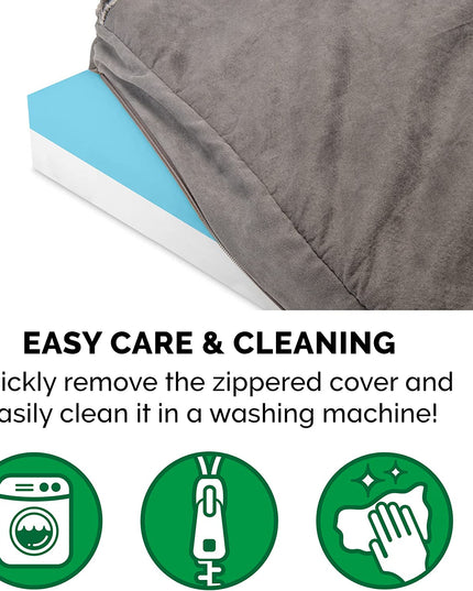 Cooling Gel Dog Bed for Large Dogs W/ Removable Washable Cover, for Dogs up to 95 Lbs - Berber & Suede Blanket Top Mattress - Gray, Jumbo/Xl