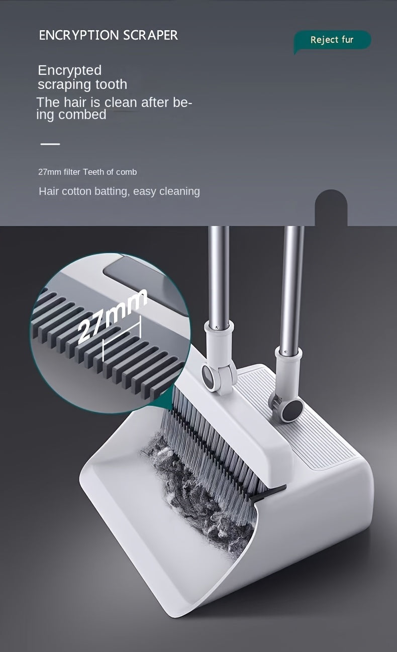 3 In1 Set, Household Broom And Dustpan Set, Long Handle Floor Cleaning Broom Dustpan Set, Rotatable Broom And Dustpan With Comb Tooth, Non-stick Hair, To Remove Dust And Garbage, For Home, Kitchen, Office, Cleaning Tool, Clea