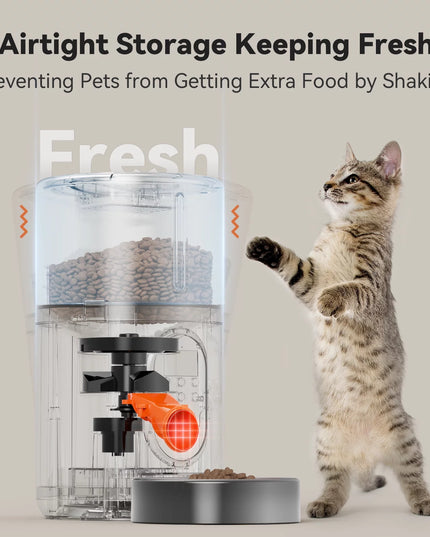 Automatic Dog Feeders, Pet Feeder, Cat Food Dispenser with Stainless Steel Bowl, 4L, Black