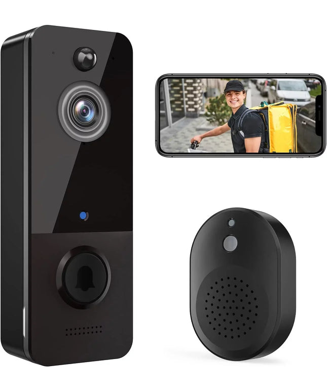 Wireless Doorbell Camera with Chime, Smart Video Doorbell Security Camera with ，Black