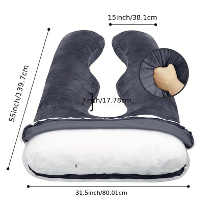 Pregnancy Pillow, U Shaped Full Body Pillows For Sleeping Support, 55in/60in Maternity Pillow For Pregnant Women With Cover
