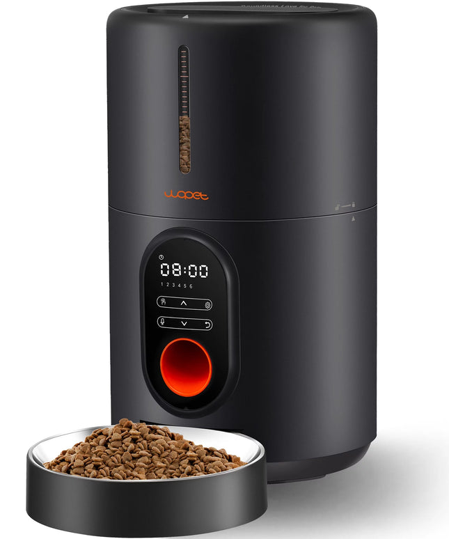 Automatic Dog Feeders, Pet Feeder, Cat Food Dispenser with Stainless Steel Bowl, 4L, Black