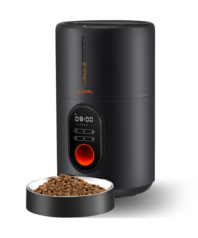 Automatic Dog Feeders, Pet Feeder, Cat Food Dispenser with Stainless Steel Bowl, 4L, Black