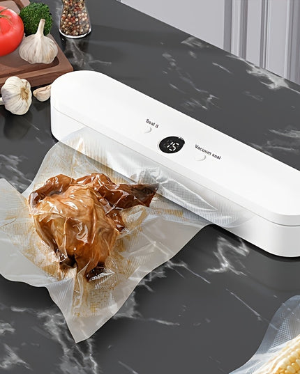 Compact One-button Automatic Vacuum Sealing Machine - Household Food Sealing Device for Vacuum Low Temperature Method and Dry Wet Food - Small Fresh-keeping Plastic Sealing Machine