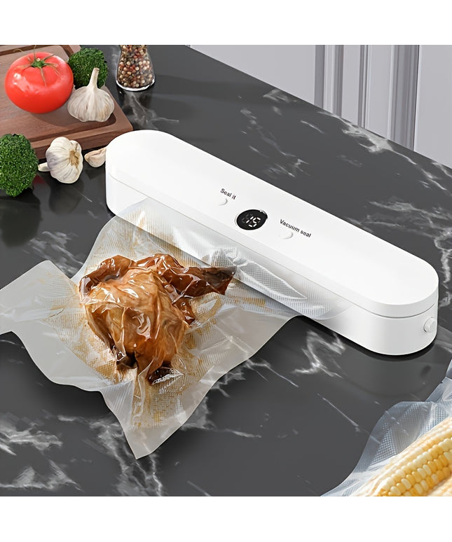 Compact One-button Automatic Vacuum Sealing Machine - Household Food Sealing Device for Vacuum Low Temperature Method and Dry Wet Food - Small Fresh-keeping Plastic Sealing Machine