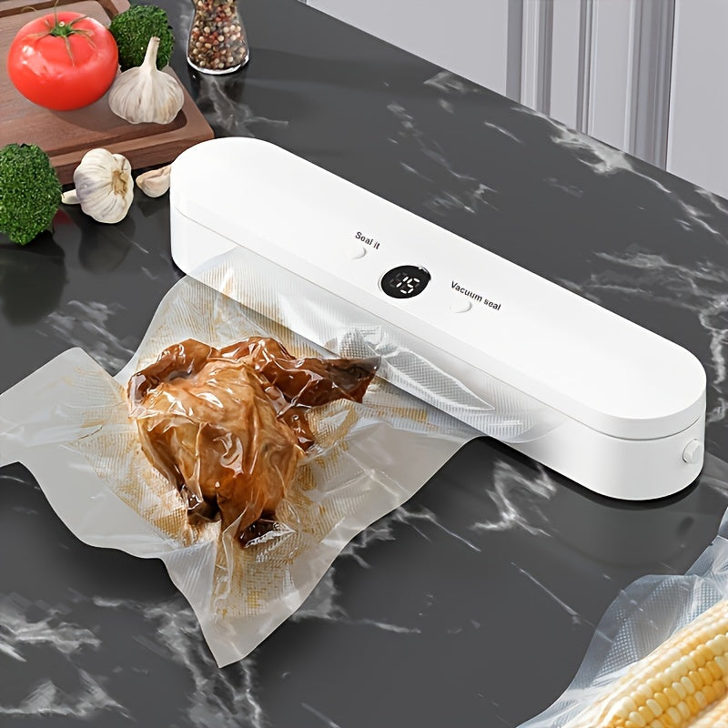 Compact One-button Automatic Vacuum Sealing Machine - Household Food Sealing Device for Vacuum Low Temperature Method and Dry Wet Food - Small Fresh-keeping Plastic Sealing Machine