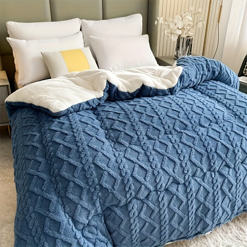 A Piece Of High-quality Thickened Velvet Blanket, Soft100% Superfine Fiber Filling, Light Beige Soft Polyester Fabric, Suitable for Bedrooms And Hotel Rooms(Pillowcases Are Not Included), Winter Warmth Blanket, Fluffy Quilt,