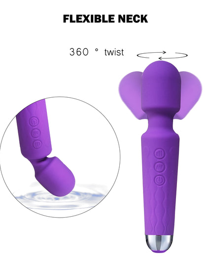 Wand Massager Vibrator with 8 Speeds 20 Vibration Modes, Personal Massager Adult Sex Toys for Women-Purple