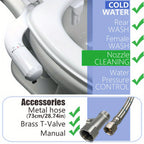 Advanced Bidet Attachment for Toilet Seat - Dual Nozzle Rear and Feminine Wash with Adjustable Water Pressure Sprayer, Non-Electric Shattaf Butt Cleaner with Universal Adapter for US and Canada, White Color