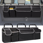 Universal Fit Car Seat Back Organizer, Large Capacity 600D Oxford Fabric with Multiple Pockets, Polyester Fiber Material, Vehicle Storage Solution