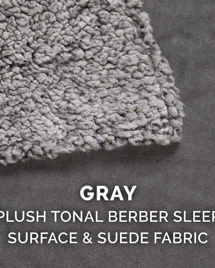 Cooling Gel Dog Bed for Large Dogs W/ Removable Washable Cover, for Dogs up to 95 Lbs - Berber & Suede Blanket Top Mattress - Gray, Jumbo/Xl