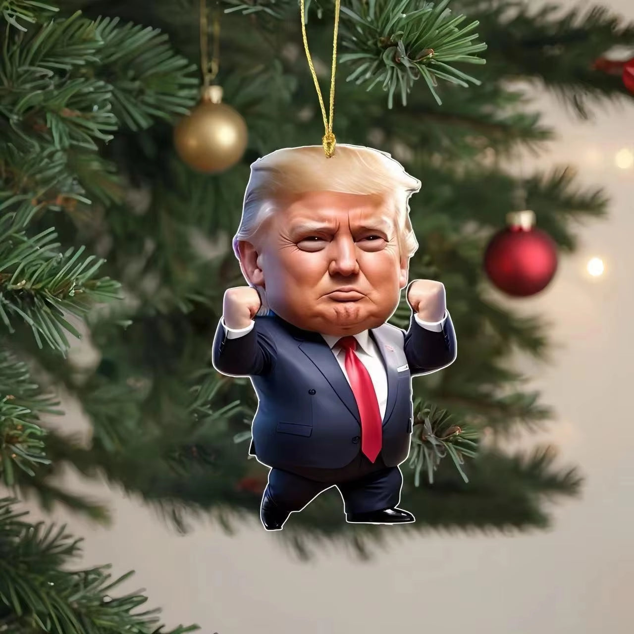 Cartoon Trump Pendant Acrylic Material Funny and Interesting Cartoon Pendant Suitable for Christmas Tree Cars Holiday DIY Gift