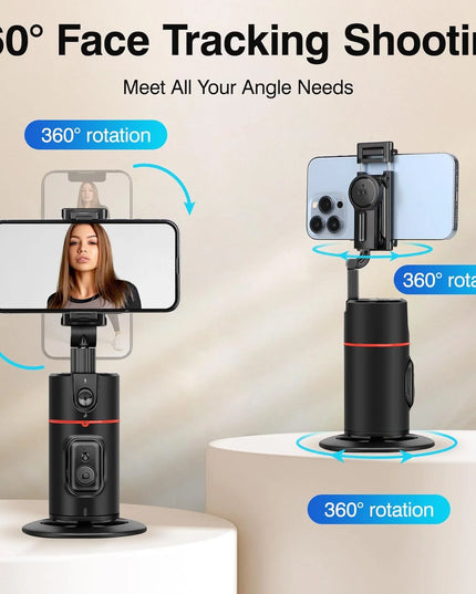 Auto Face Tracking Phone Holder Tripod, No App Required, 360° Rotation Smart Face Body Tracking Tripod Selfie Phone Camera Stand for TIK Tok, Vlog, Live Streaming, Youtube Video