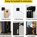 Retractable Baby Gate, Mesh Baby Gate Or Mesh Dog Gate, 33" Tall, Extends Up To 55" Wide - Child Safety Gate For Doorways, Stairs, Hallways, Indoor/Outdoor - For Parents & Pet Owners -  Provides Secure Containment - Ideal Gif