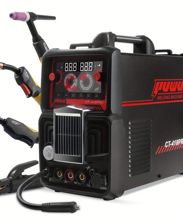 Plasma Cutter Welder Gas MIG/Gasless MIG/Lift TIG/Stick/CUT 5 In 1 Welding Machine With 110V/220V Dual Voltage, Thermal Protection IGBT Inverter LED Digital Display Multi Process Welder