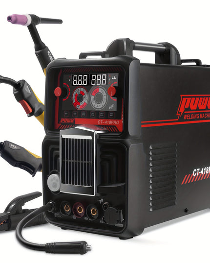 Plasma Cutter Welder Gas MIG/Gasless MIG/Lift TIG/Stick/CUT 5 In 1 Welding Machine With 110V/220V Dual Voltage, Thermal Protection IGBT Inverter LED Digital Display Multi Process Welder