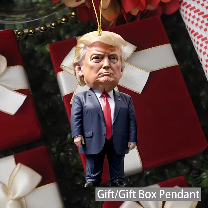 Cartoon Trump Pendant Acrylic Material Funny and Interesting Cartoon Pendant Suitable for Christmas Tree Cars Holiday DIY Gift