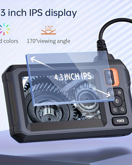 Inskam 4.3" IPS LCD Endoscope Camera, 8mm Single Lens,, ABS Material, Analog Display, Battery/USB Dual Power, 2000mAh Rechargeable Lithium Battery, ≤36V Operating Voltage, for Auto Repair & Plumbing