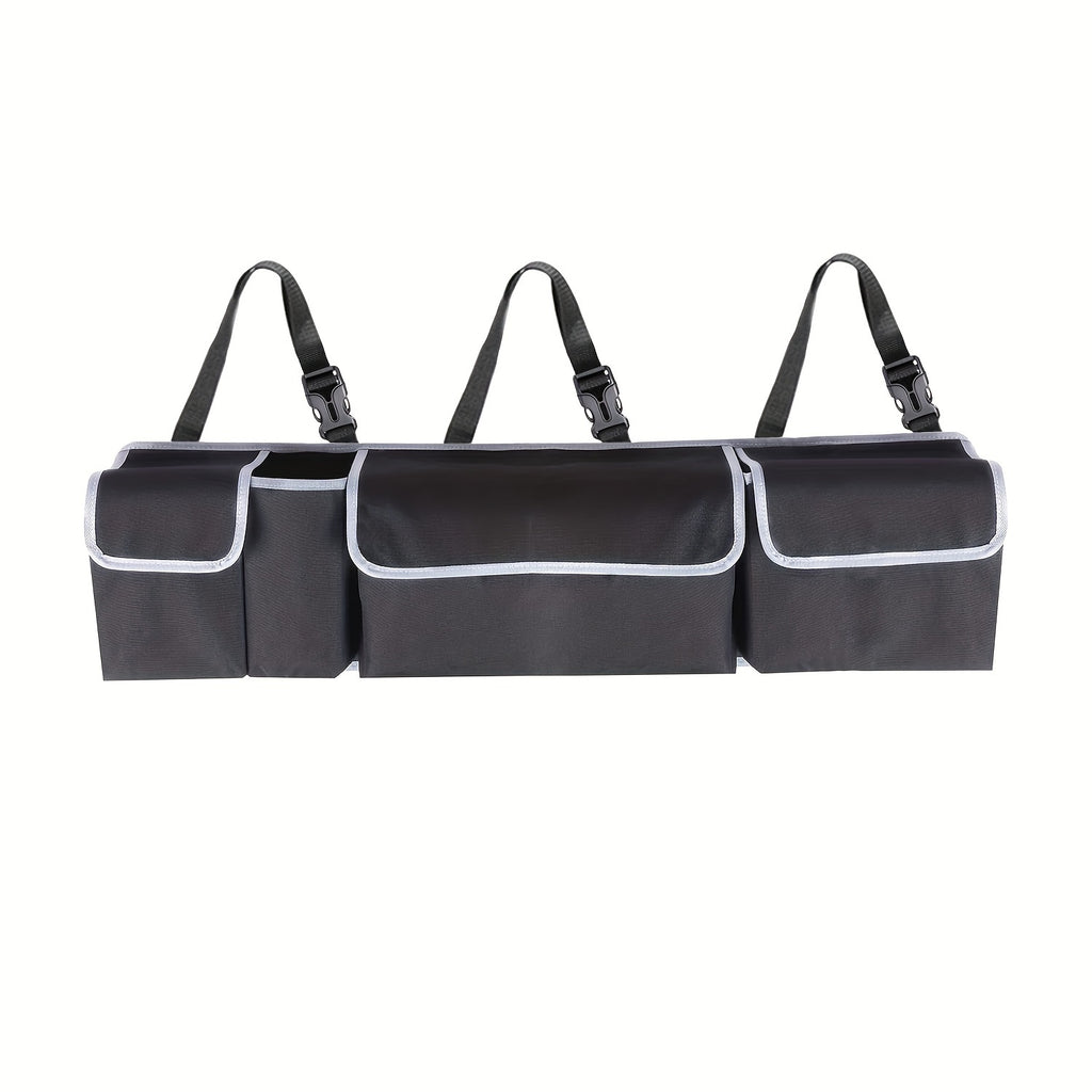 Universal Fit Car Seat Back Organizer, Large Capacity 600D Oxford Fabric with Multiple Pockets, Polyester Fiber Material, Vehicle Storage Solution