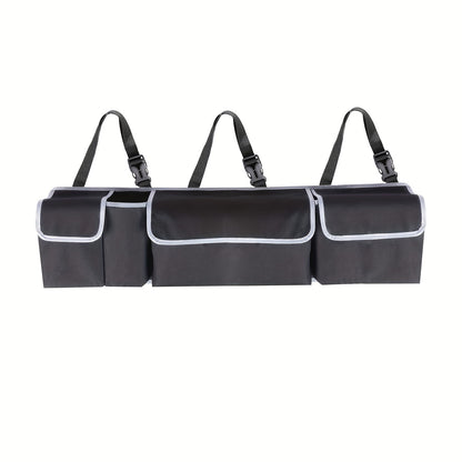 Universal Fit Car Seat Back Organizer, Large Capacity 600D Oxford Fabric with Multiple Pockets, Polyester Fiber Material, Vehicle Storage Solution