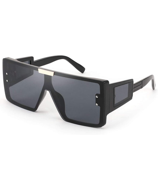 FEISEDY Square Oversized Flat Top Sunglasses with Side Lens Integrated for Women Men B4028