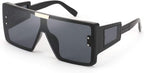 FEISEDY Square Oversized Flat Top Sunglasses with Side Lens Integrated for Women Men B4028