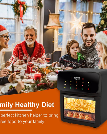 Air Fryer 12QT Convection Oven with 10-In-1 Multi Function, Visible Window and Touchscreen, Black