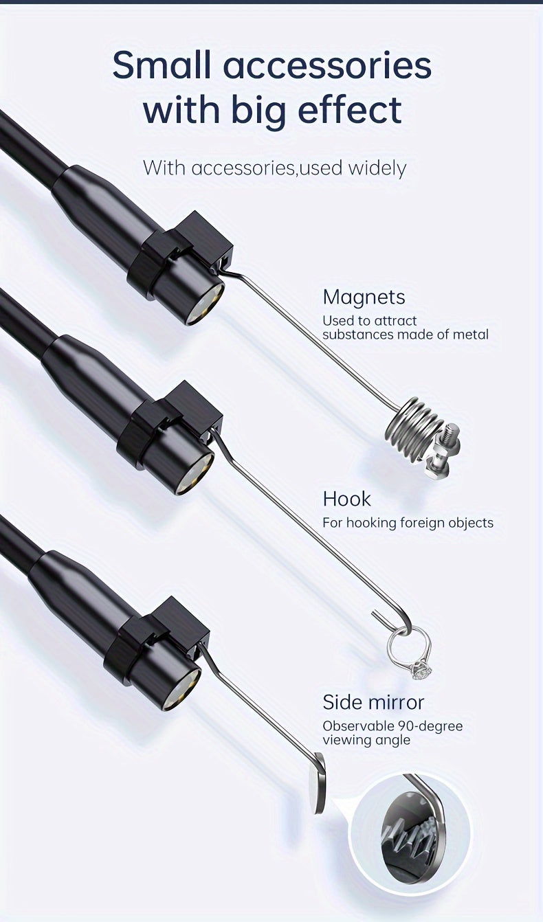 Inskam 4.3" IPS LCD Endoscope Camera, 8mm Single Lens,, ABS Material, Analog Display, Battery/USB Dual Power, 2000mAh Rechargeable Lithium Battery, ≤36V Operating Voltage, for Auto Repair & Plumbing