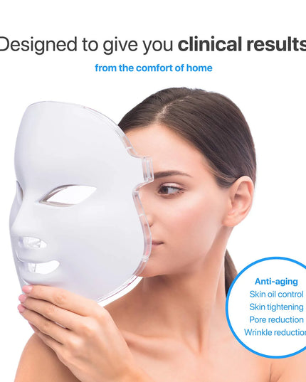 LED Light Therapy Luma Mask, 7 Advanced Lights Therapy, Timer, Remote Control, Anti-Aging, All Skin Types
