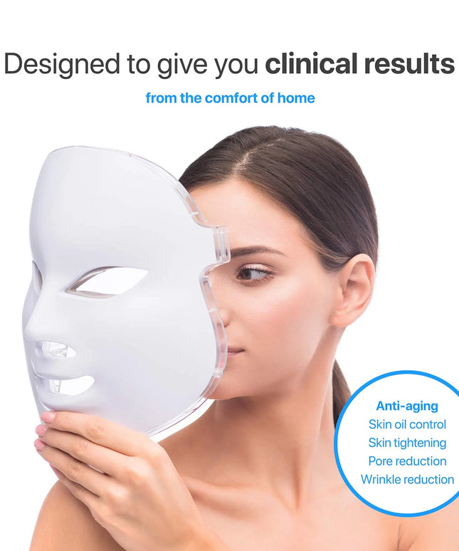 LED Light Therapy Luma Mask, 7 Advanced Lights Therapy, Timer, Remote Control, Anti-Aging, All Skin Types