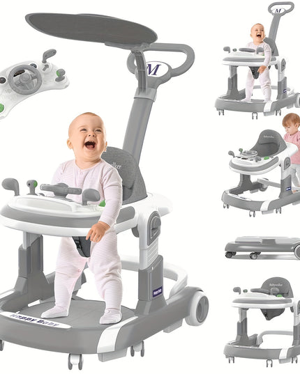 Baby Walkers, 5 And 1 Baby Walker With Wheels, Walker For Babies 4-Height Baby Walkers And Activity Center For Boys Girls, Baby Walkers For Babies 6-36 Months, Baby Walkers And Activity Center (Grey)