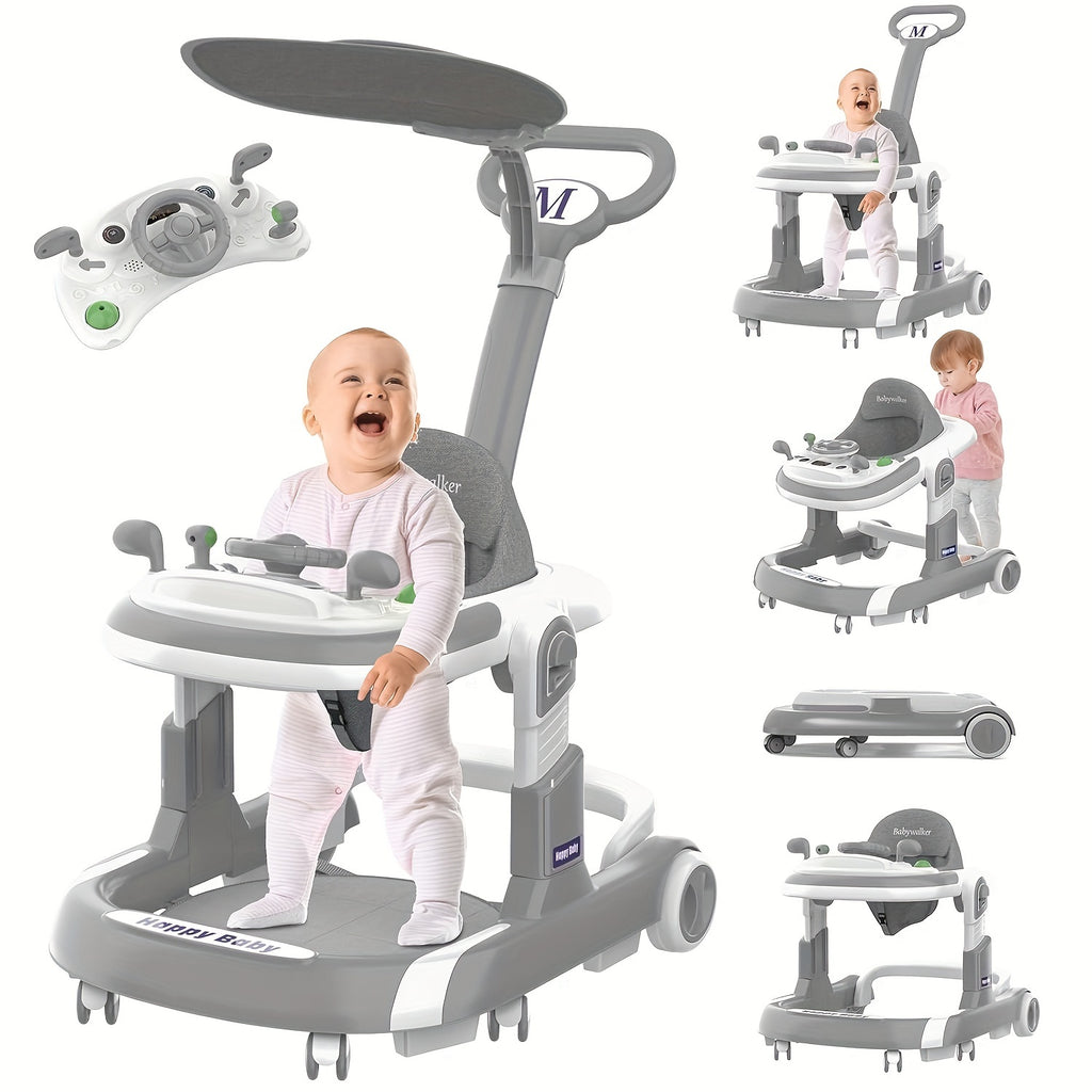 Baby Walkers, 5 And 1 Baby Walker With Wheels, Walker For Babies 4-Height Baby Walkers And Activity Center For Boys Girls, Baby Walkers For Babies 6-36 Months, Baby Walkers And Activity Center (Grey)
