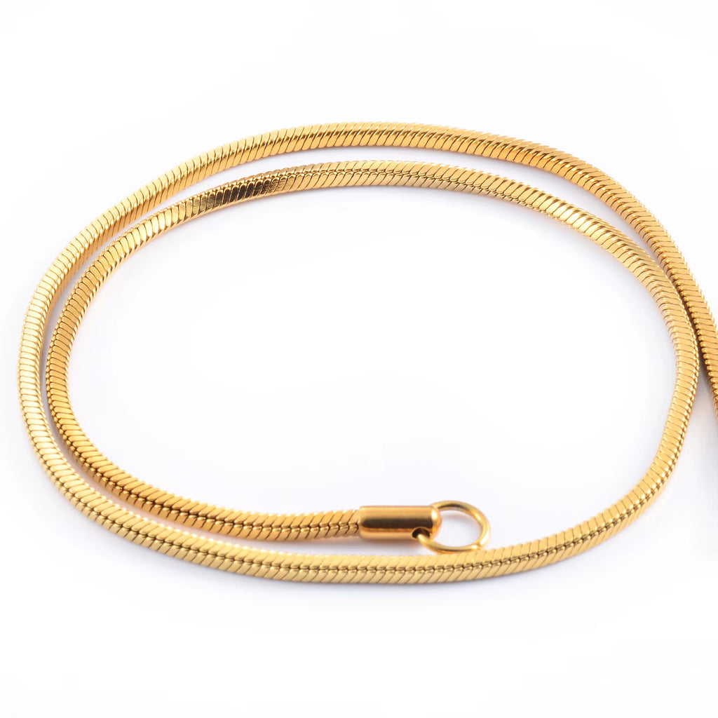 Witd Stainless Steel Square Snake Chain Necklace in Gold - Available in 0.9mm, 1.2mm, 1.5mm, 2mm, and 2.4mm for Men's and Women's Fashion Jewelry