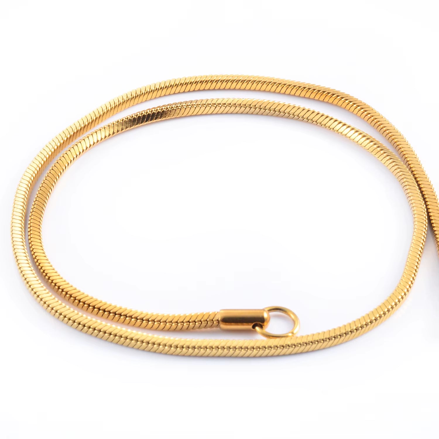 Witd Stainless Steel Square Snake Chain Necklace in Gold - Available in 0.9mm, 1.2mm, 1.5mm, 2mm, and 2.4mm for Men's and Women's Fashion Jewelry