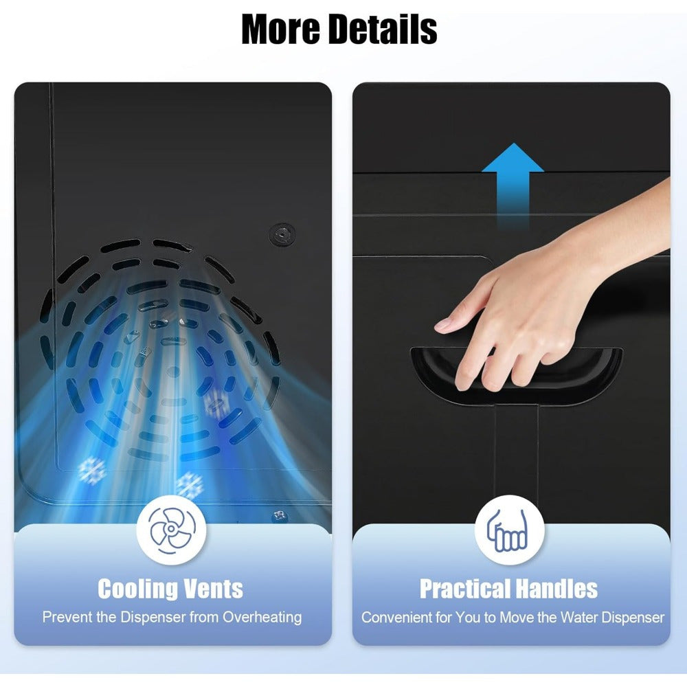 5 Gallon Hot and Cold Water Dispenser, Countertop Water Dispenser, Top Loading Hot & Cold Water Cooler Dispenser with 3 Temperature Settings, for Office, in The Desk Bedside Cabinet, Tea Table, Bar