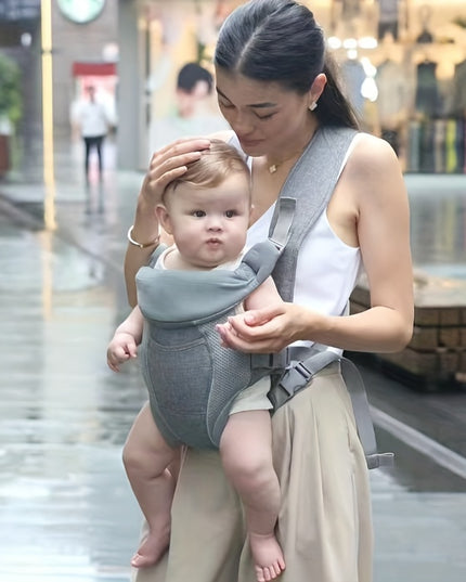 Ergonomic Baby Carrier, Multi-functional Polyester Front Carry Wrap, Adjustable Buckle Closure, Supports Up to 35lbs, for Newborns & Toddlers, Fits 0-3 Years Old