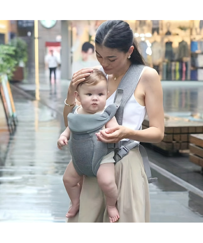 Ergonomic Baby Carrier, Multi-functional Polyester Front Carry Wrap, Adjustable Buckle Closure, Supports Up to 35lbs, for Newborns & Toddlers, Fits 0-3 Years Old