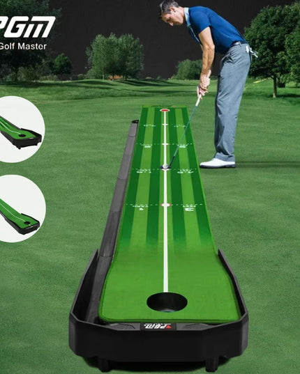 Golf Putting Mat  Adjustable Slope Portable Indoor Golf Putter Trainer Anti-Slip Rubber Practice Mat with Ball Return Fairway