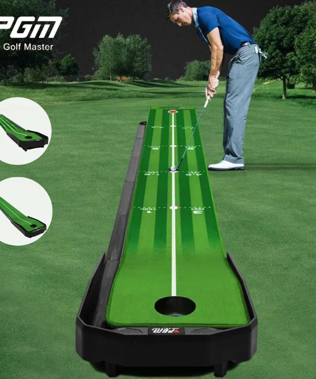 Golf Putting Mat  Adjustable Slope Portable Indoor Golf Putter Trainer Anti-Slip Rubber Practice Mat with Ball Return Fairway