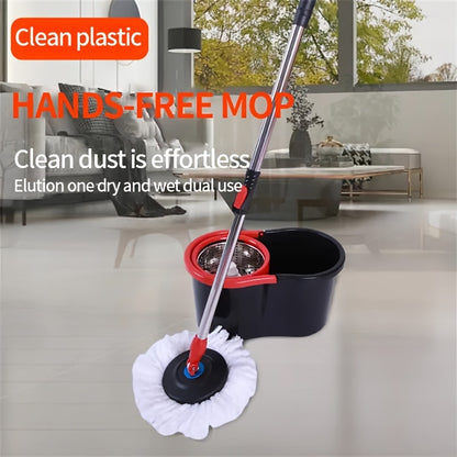 Mop Bucket Set, Rotating Mop And Bucket And Squeezer Set, 360 ° Rotating Mop Bucket System, with 3 Ultra-fine Fiber Mop Replacement Heads And 61 Inch Stainless Steel Adjustable Handle, Suitable for Store Floor Cleaning, Chri