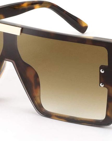 FEISEDY Square Oversized Flat Top Sunglasses with Side Lens Integrated for Women Men B4028
