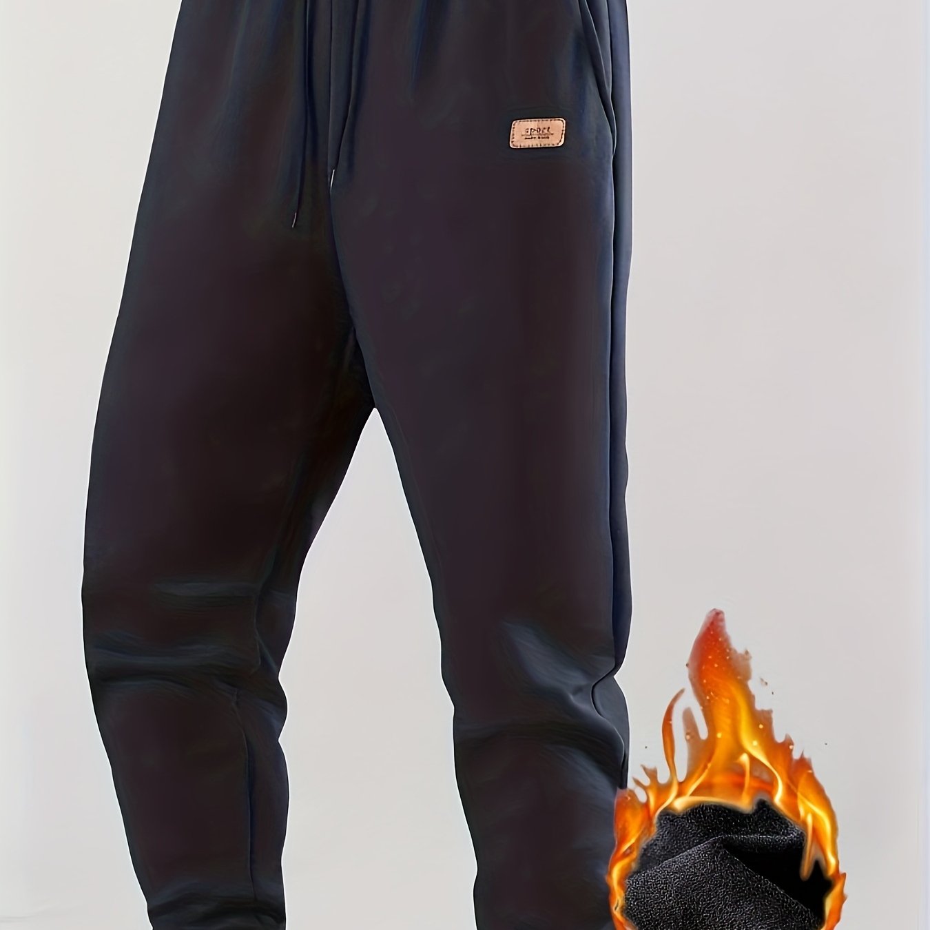 Men's 4-Color Options Compatible Sweatpants - Stretch Knit Joggers with Drawstring Waist, Belt-Like Design | Solid Color Options Black, Gray, Navy, White | Elastic Cuffs and Smooth Legs, Suitable for Gym, Casual, Casual Attir