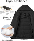 Men'S Thicken Puffer Jacket Padded Waterproof Warm Winter Coat with Hood