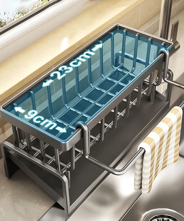 Kitchen Sink Drain Rack Organizer ABS Plastic Self-Draining Sink Shelf Soap Sponge Holder Dishcloth Towel Rack Filter Basket