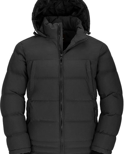 Men'S Thicken Puffer Jacket Padded Waterproof Warm Winter Coat with Hood