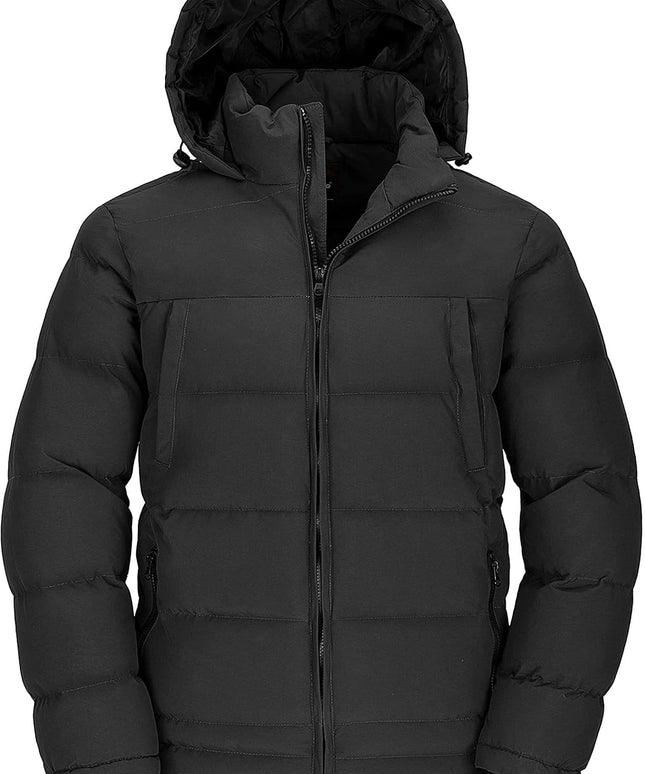 Men'S Thicken Puffer Jacket Padded Waterproof Warm Winter Coat with Hood